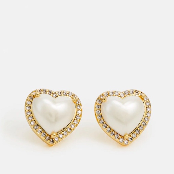 New in Gift Box Kate Spade My Love Pavé Heart Studs Earrings - Picture 3 of 6